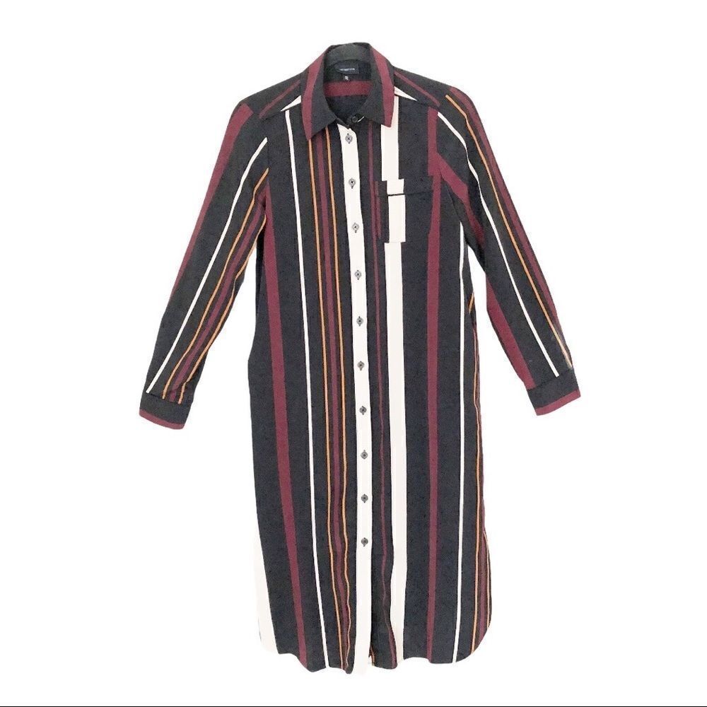 Who What Wear Long Sleeve Pin Striped Multi Color Shirt Size Extra Small